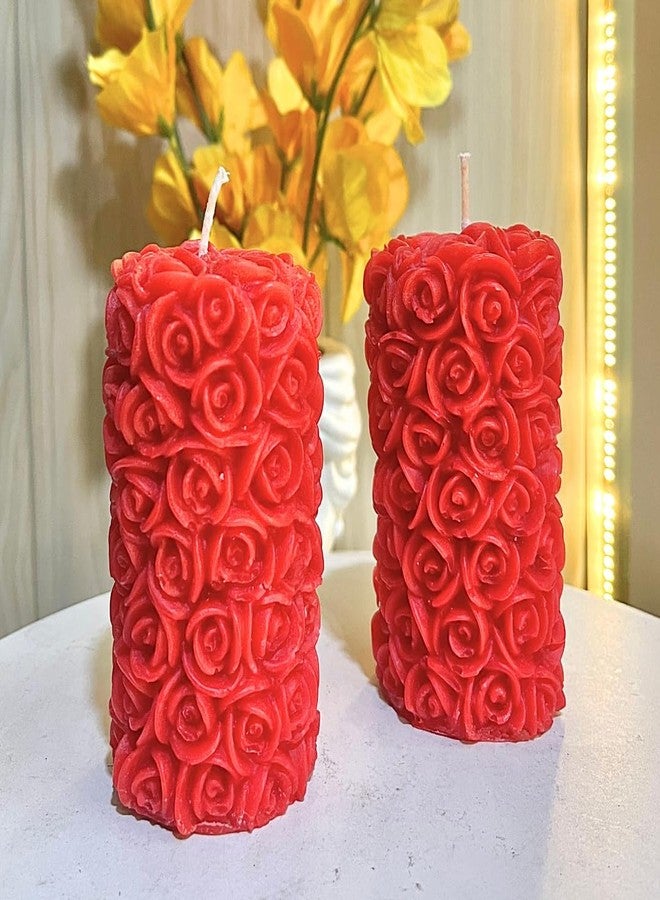 Indoblaze Rose Pillar Candles, Scented Candles for Home Decor and Gifting, Size- Big (2) - Image 1